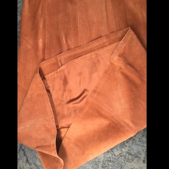 Terry Lewis Size 14 Suede Maxi Burnt Orange Skirt - Picture 6 of 7